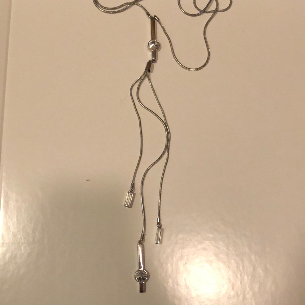 White House black market long silver necklace
